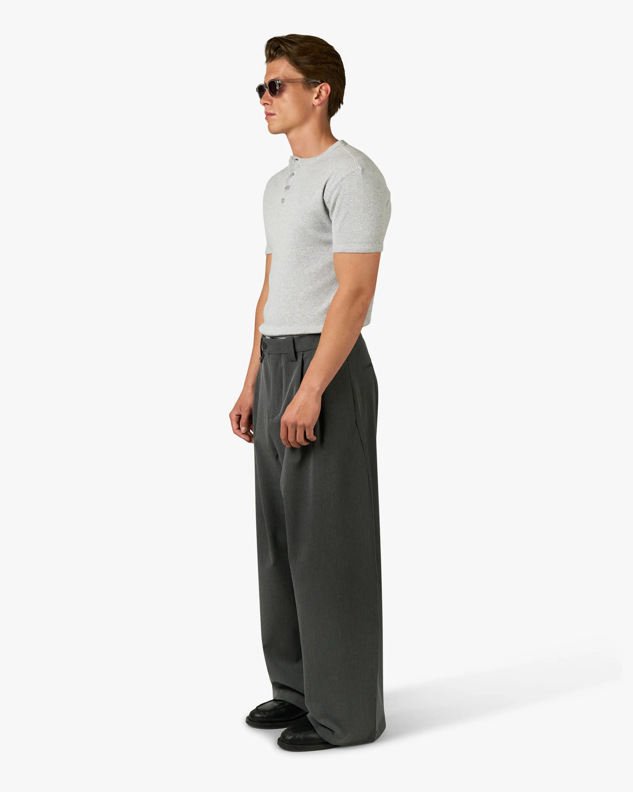Ambra Pleated Loose-Fit Pants | Dark Grey Melee - Image 6
