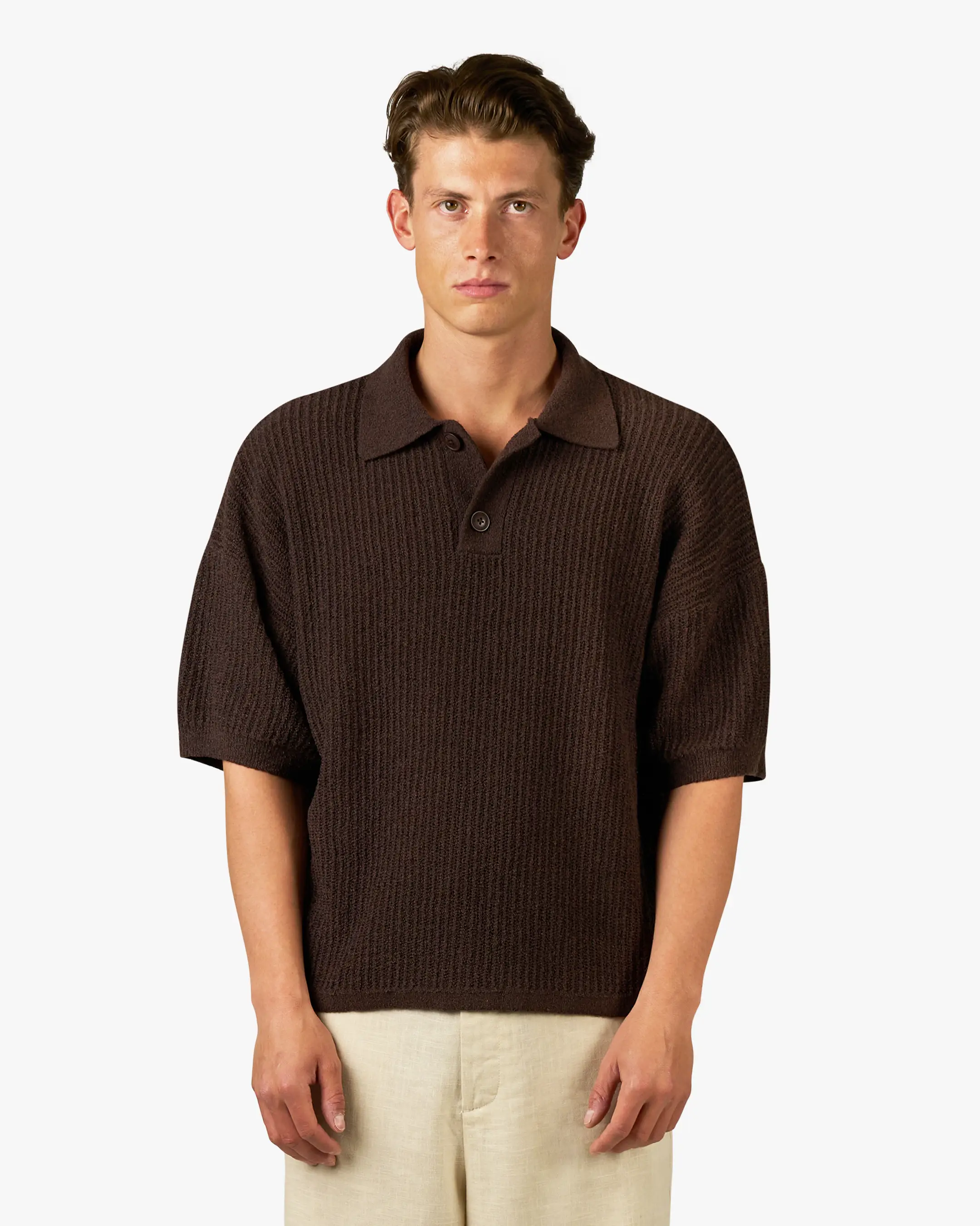 Biot Knitted Polo | Brown