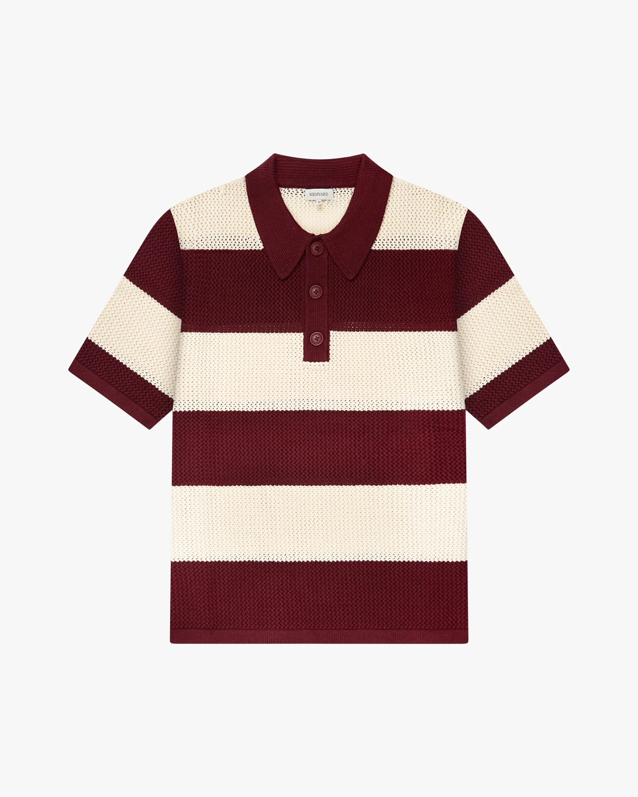 Cabris Knitted Polo | Burgundy/Ecru - Image 3