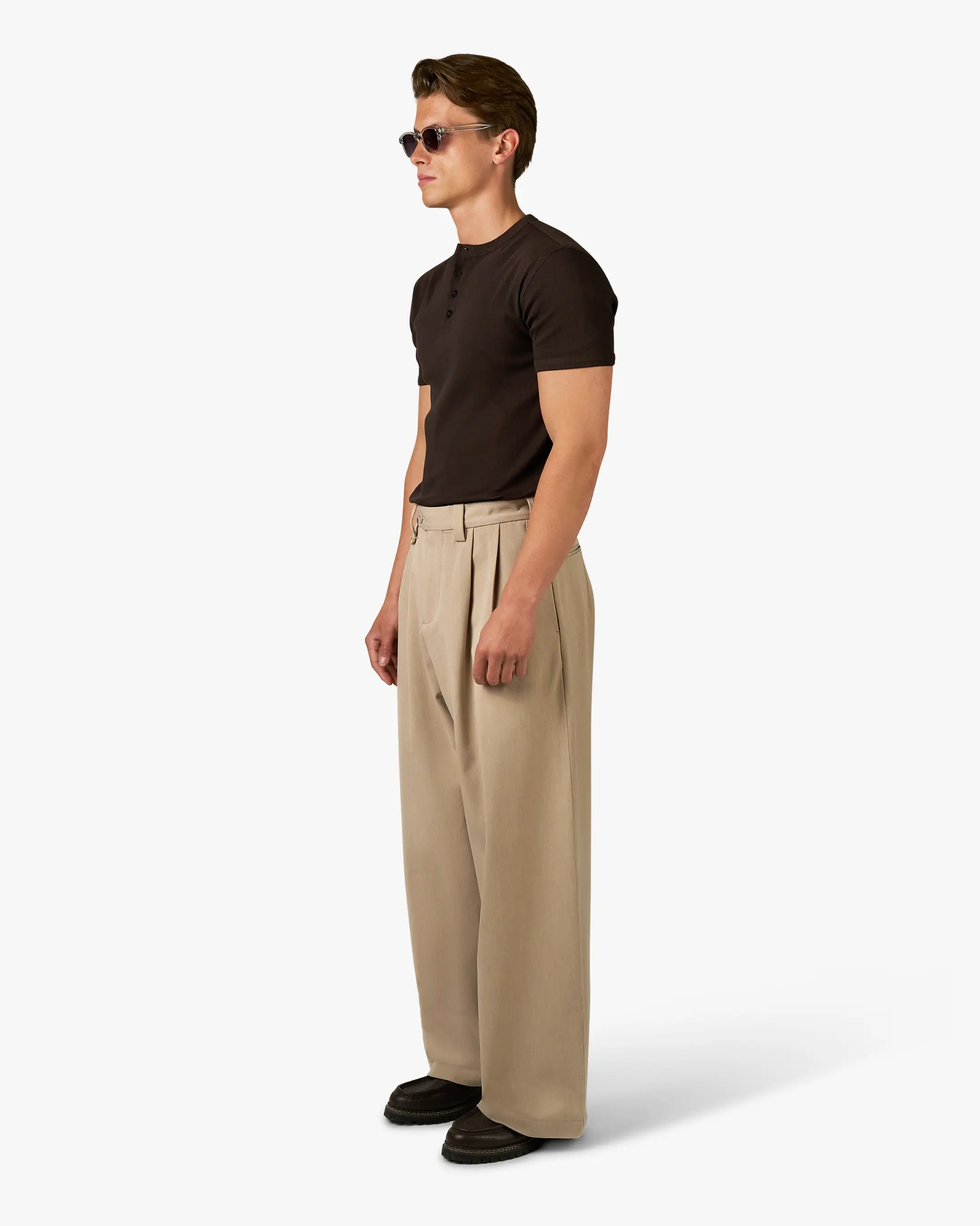 Ambra Pleated Loose-Fit Pants | Beige - Image 6
