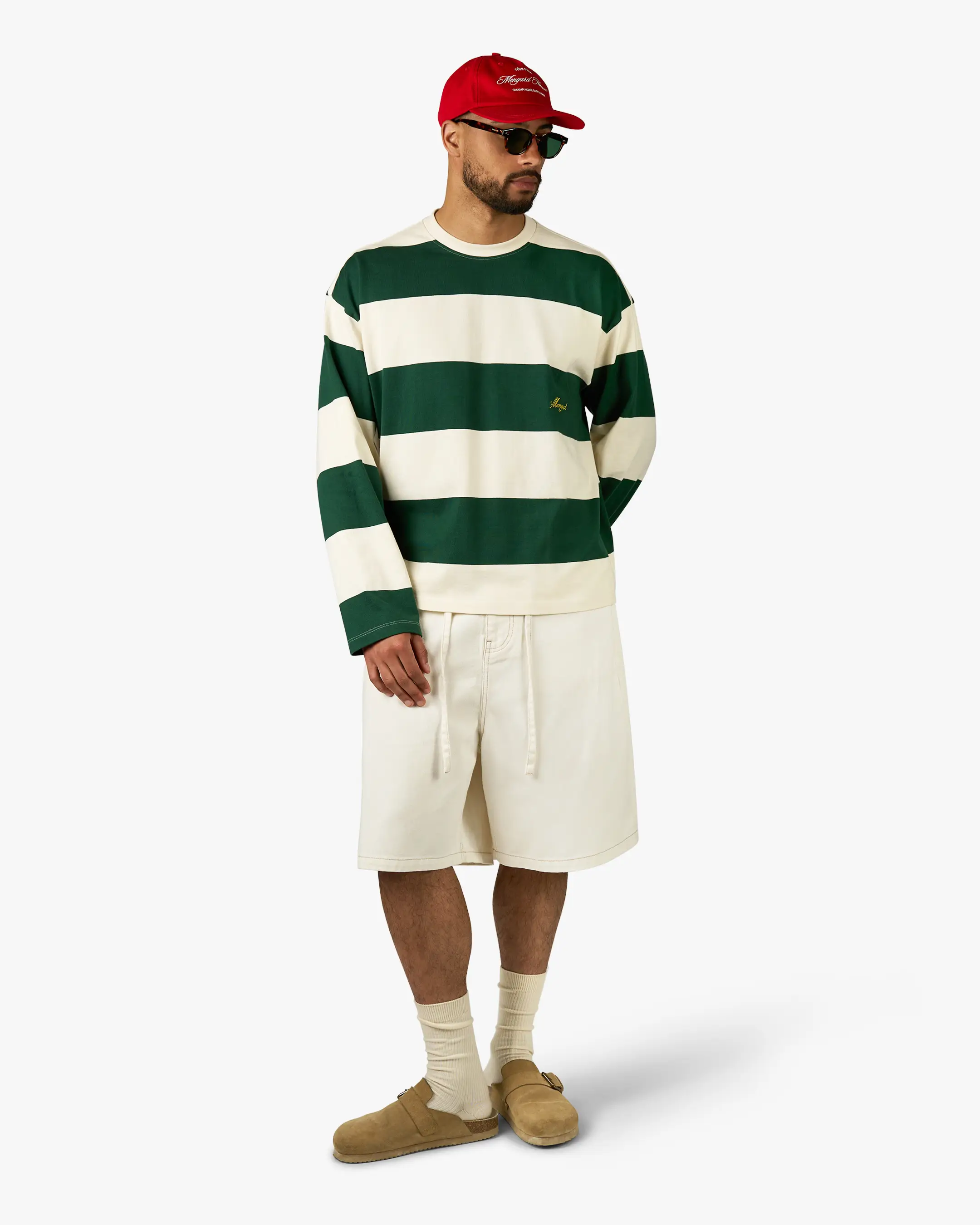 Striped Boxy Longsleeve | Dark Green/Ecru - Image 5