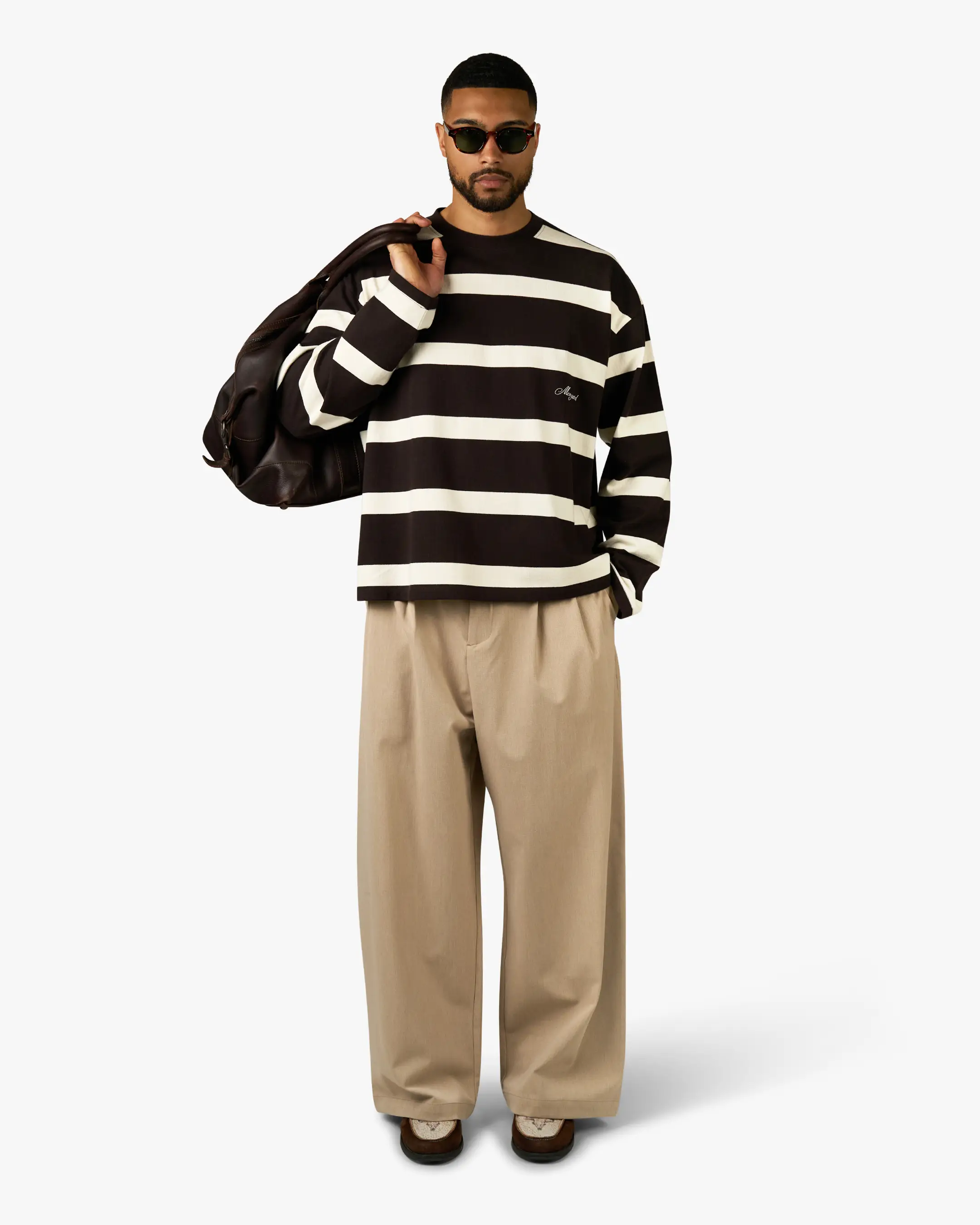 Striped Boxy Longsleeve | Ecru/Dark Brown - Image 5