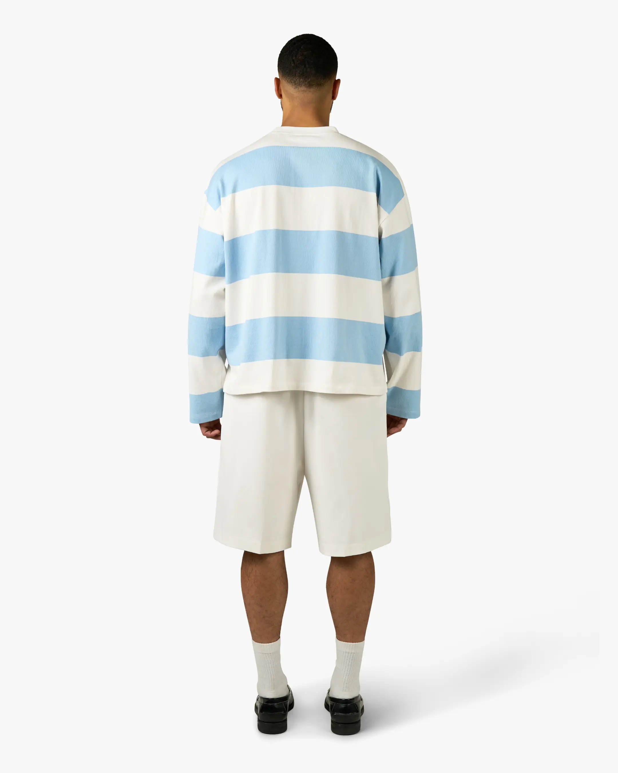 Striped Boxy Longsleeve | White/Light Blue - Image 3