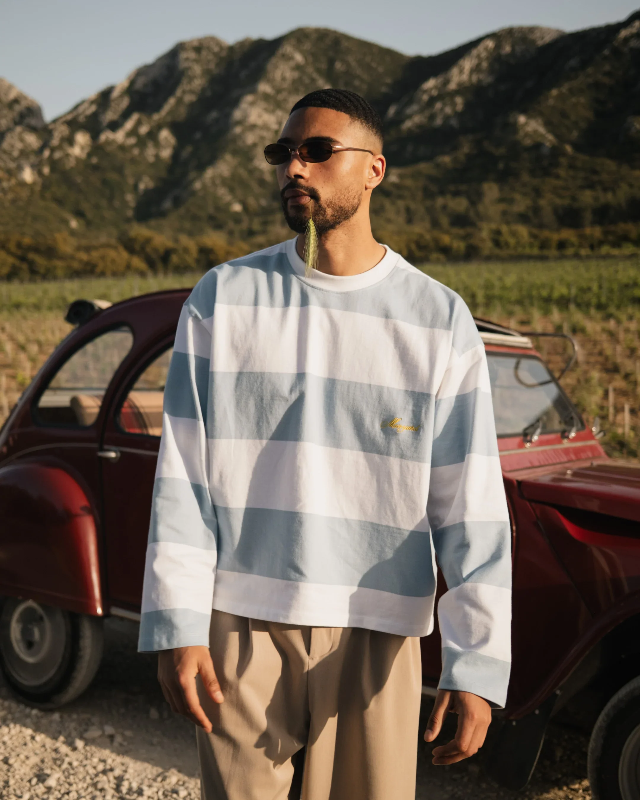 Striped Boxy Longsleeve | White/Light Blue - Image 4